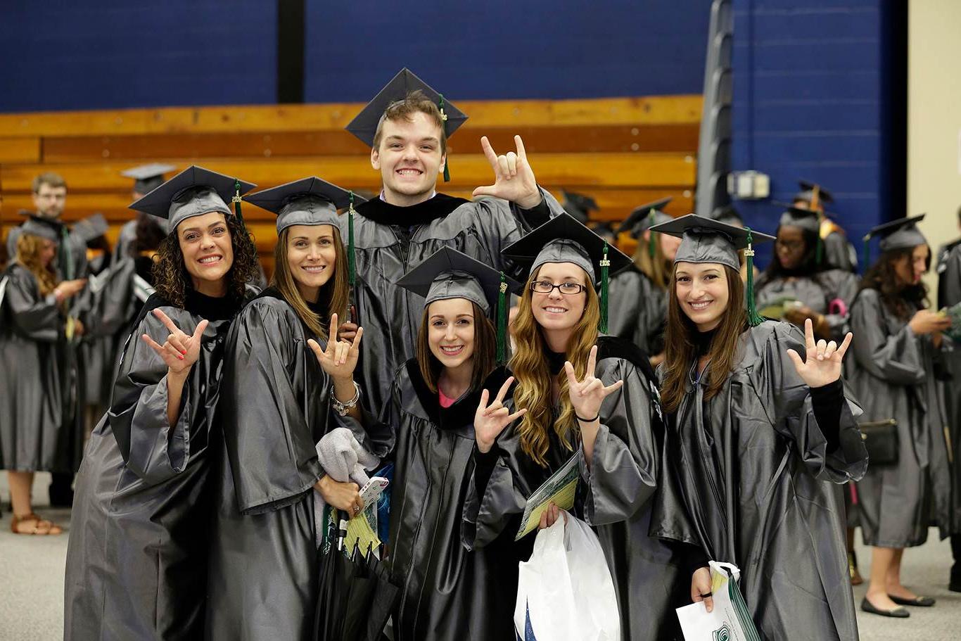 students in cap and gown